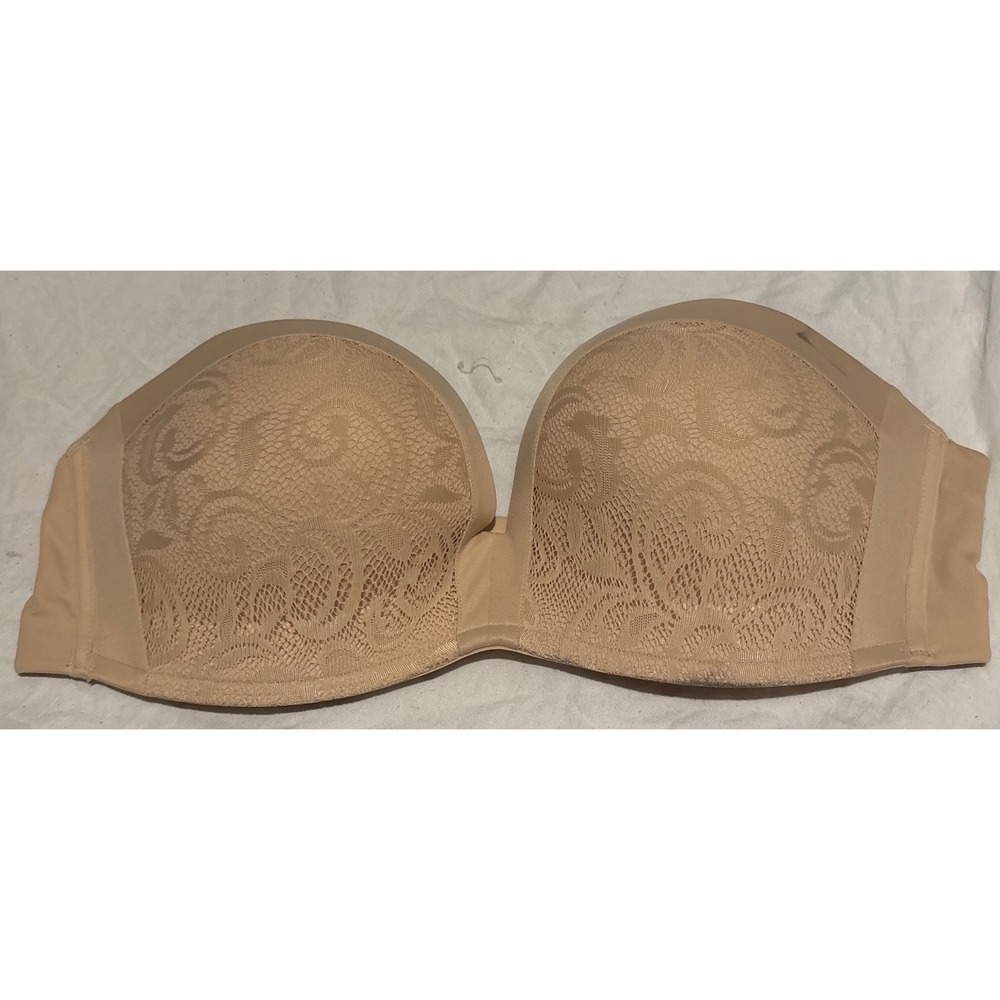 Delimira Full Figure Lace Detail Lightly Lined Underwire Strapless Bra, 40B
